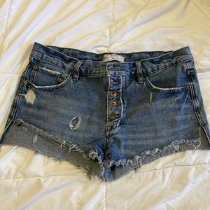Free People High Waisted Distressed Jean Shorts